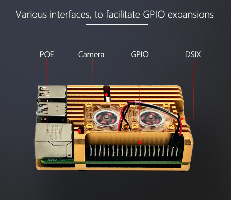 Raspberry-Pi-4-4B-Aluminum-Case-with-Dual-Fans-Spec-1