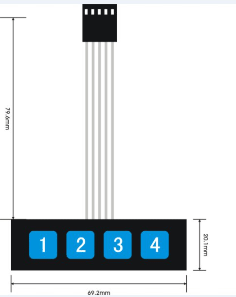 Sealed-Membrane-1x4-Button-Pad-With-Sticker